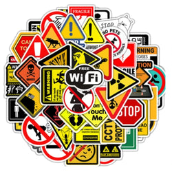 50PCS Warning Stickers Danger Skateboard Fridge Guitar Laptop Motorcycle Decals (ONLINE ORDER ONLY)