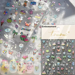 Beach Colourful Conch Dolphin Shell Starfish Jellyfish Star Summer Sea Wave Vacation Mode Water Bubble Nail Art Stickers Decals (Online Order Only)