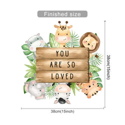 Watercolor Elephant Giraffe Tropical Leaves Wall Stickers Nursery Decals Kids Room Decor (Online Order Only)