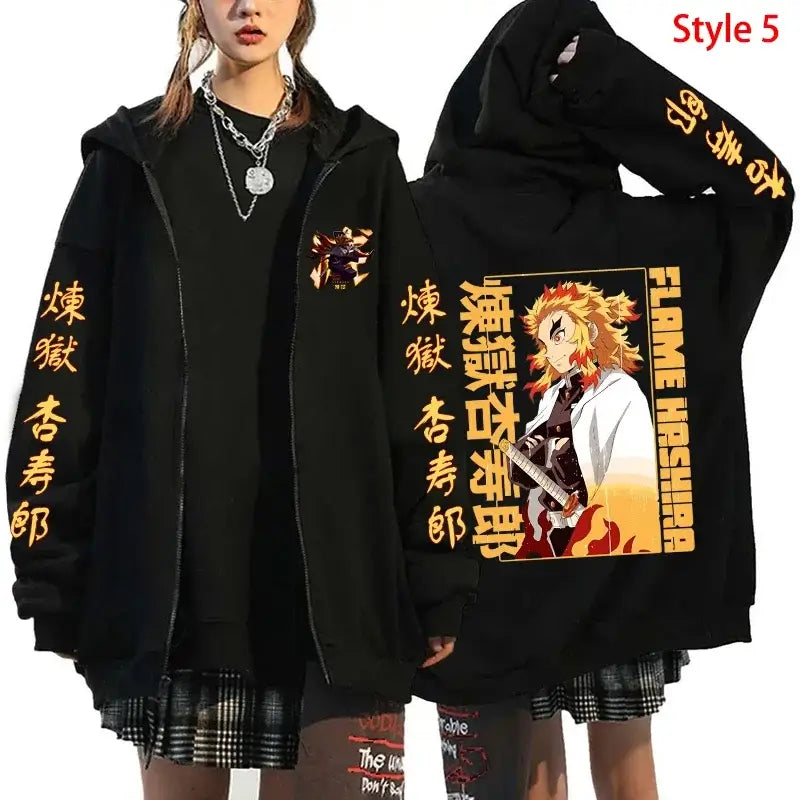 Rengoku Zipper Hoodie: Flame Hashira Anime Jacket (ONLINE ORDER ONLY)