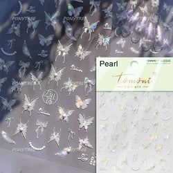 Charming Delicate Sapphire Color Blue Black Stroke Butterfly Jelly Relief Rhinestone Adhesive Nail Art Stickers Manicure Decals (Online Order Only)