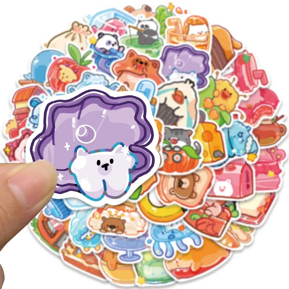 50pcs Cute Cartoon Animals Stickers For Laptop Water Bottle Guitar Luggage Waterproof Graffiti Stationery Vinyl Decals (ONLINE ORDER ONLY)