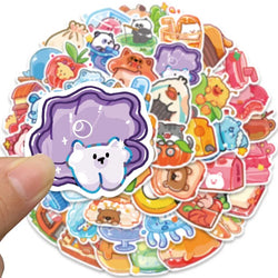 50pcs Cute Cartoon Animals Stickers For Laptop Water Bottle Guitar Luggage Waterproof Graffiti Stationery Vinyl Decals (ONLINE ORDER ONLY)