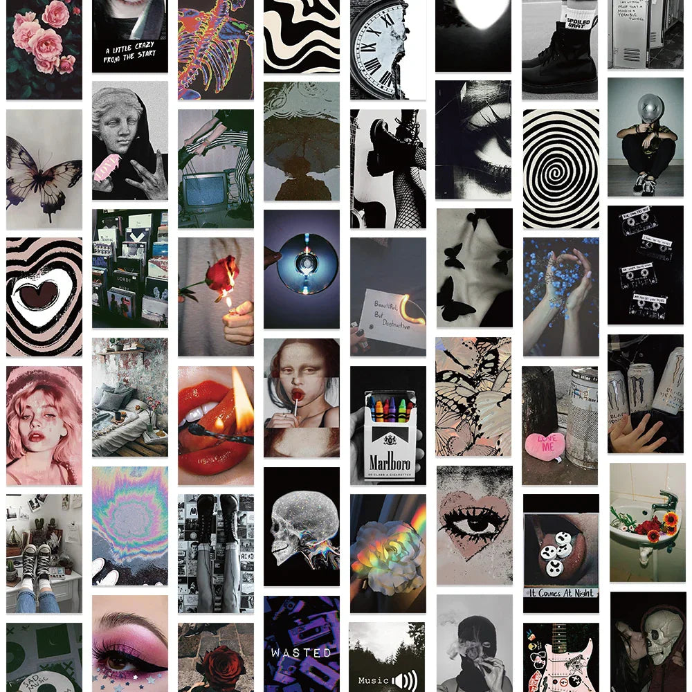 50 Pcs Grunge Rock Aesthetic Stickers for Laptop, Guitar, Phone, Skateboard, Car (Online Order Only)
