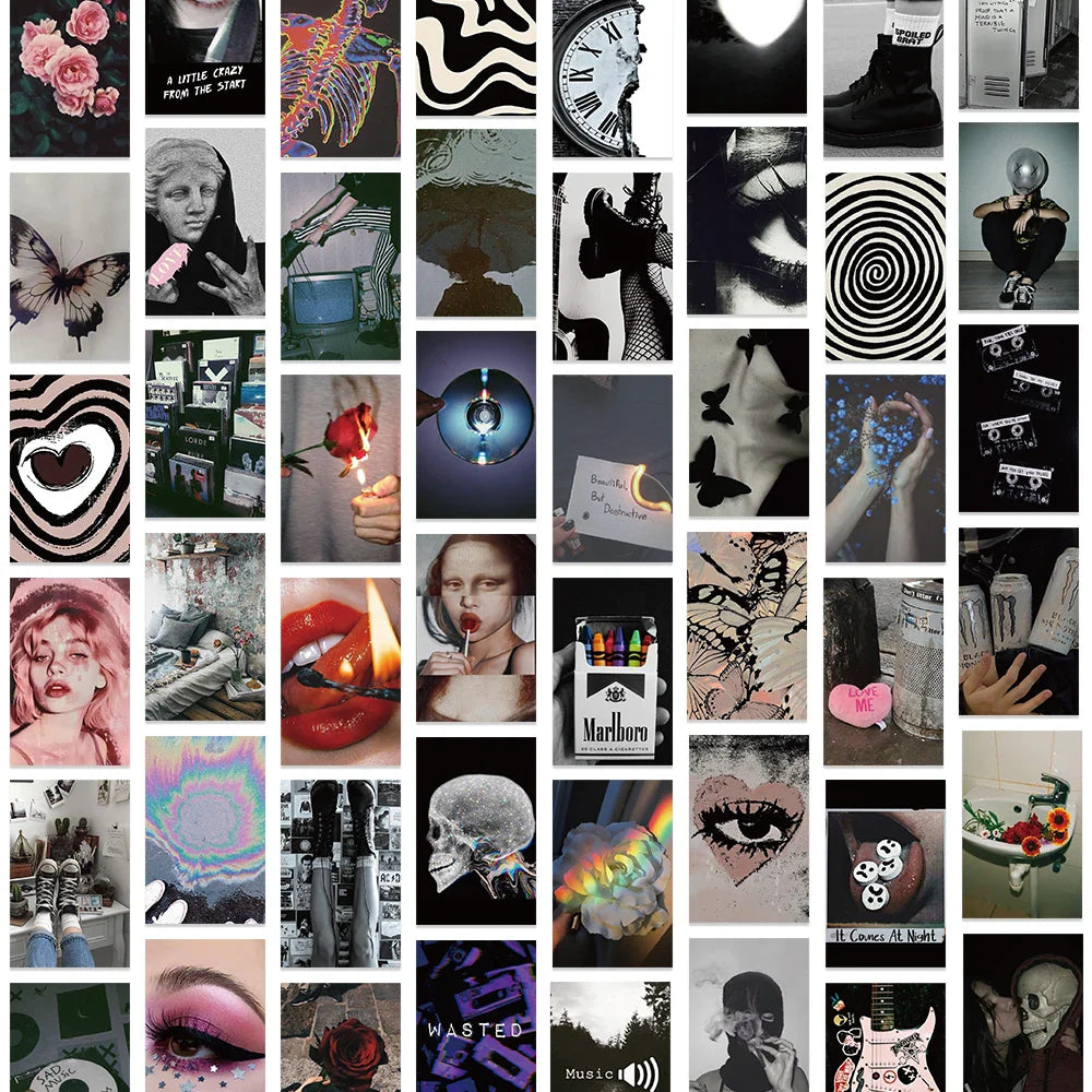 50 Pcs Grunge Rock Aesthetic Stickers for Laptop, Guitar, Phone, Skateboard, Car (Online Order Only)