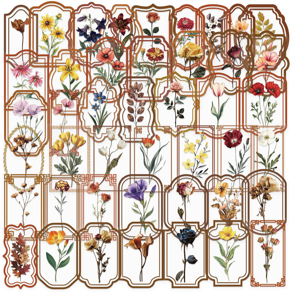 Vintage Plant Flower Waterproof Stickers for Laptop, Phone, Guitar, Helmet, Water Cup - 10/30/50PCS (Online Order Only)