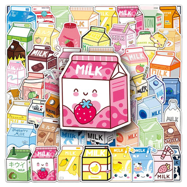 Cow's Milk Stickers Pack: Breakfast Drink Cartoon Decals for Luggage, Laptop, Phone, Car (Online Order Only)