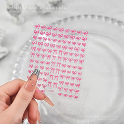 6pcs/Set Lovely Line Bowknot Nail Sticker Gold Silver Black White Pink Red Bow Tie Mini Bowknot 3D Self Adhesive Manicure Decals (ONLINE ORDER ONLY)