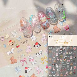 Sweet Dessert Cute Bear Cake Apple Flower Strawberry Jam Lace Line Bear Footprints Adhesive Nail Art Stickers Manicure Decals (ONLINE ORDER ONLY)
