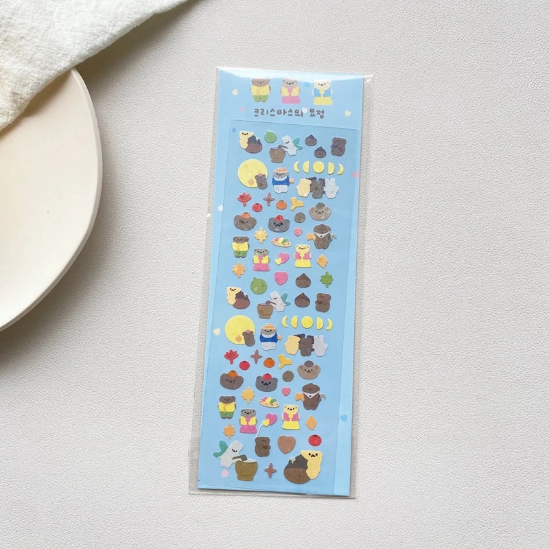 1pc Hot Silver Kawaii Bear Stickers Glitter Scrapbooking Decorative Cute Sticker Korean DIY Diary Album Stick Label Stationery (Online Order Only)