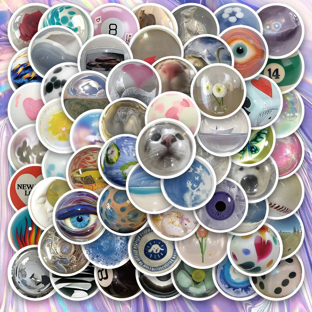 60PCS 3D Aesthetic Glass Bead Eye Stickers Waterproof for Car, Motorcycle, Laptop, Phone, Guitar, Kids Gift (Online Order Only)