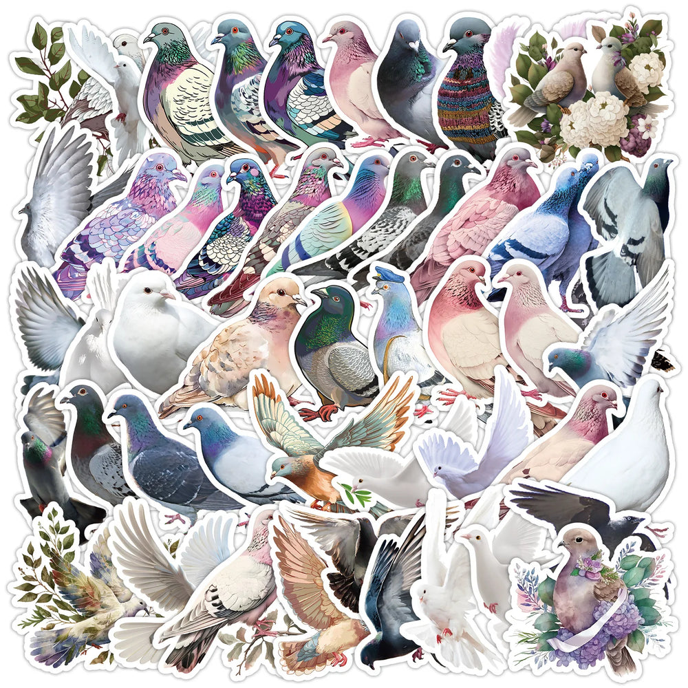 50Pcs Cute Peace Dove Cartoon Stickers for Helmet, Wall, DIY Decoration (ONLINE ORDER ONLY)