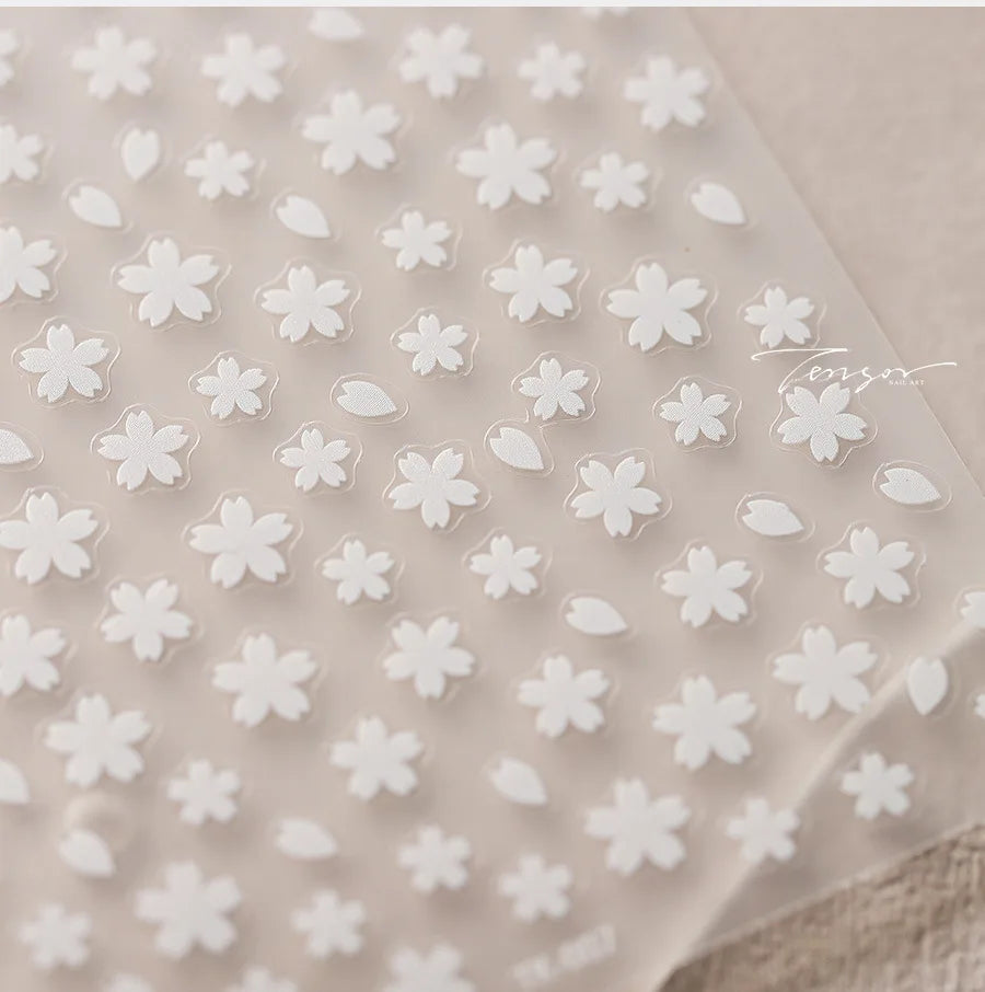 Romantic Cherry Blossom Sakura Flower Petal Leaf Self Adhesive Nail Art Stickers Rhinestone Shiny Flat Petalage Manicure Decals (ONLINE ORDER ONLY)