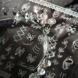 Shiny Butterfly Lace Line Bowknot Silk Ribbon Star Love Heart Fantasy Delicate Chic Adhesive Nail Art Stickers Manicure Decals (Online Order Only)
