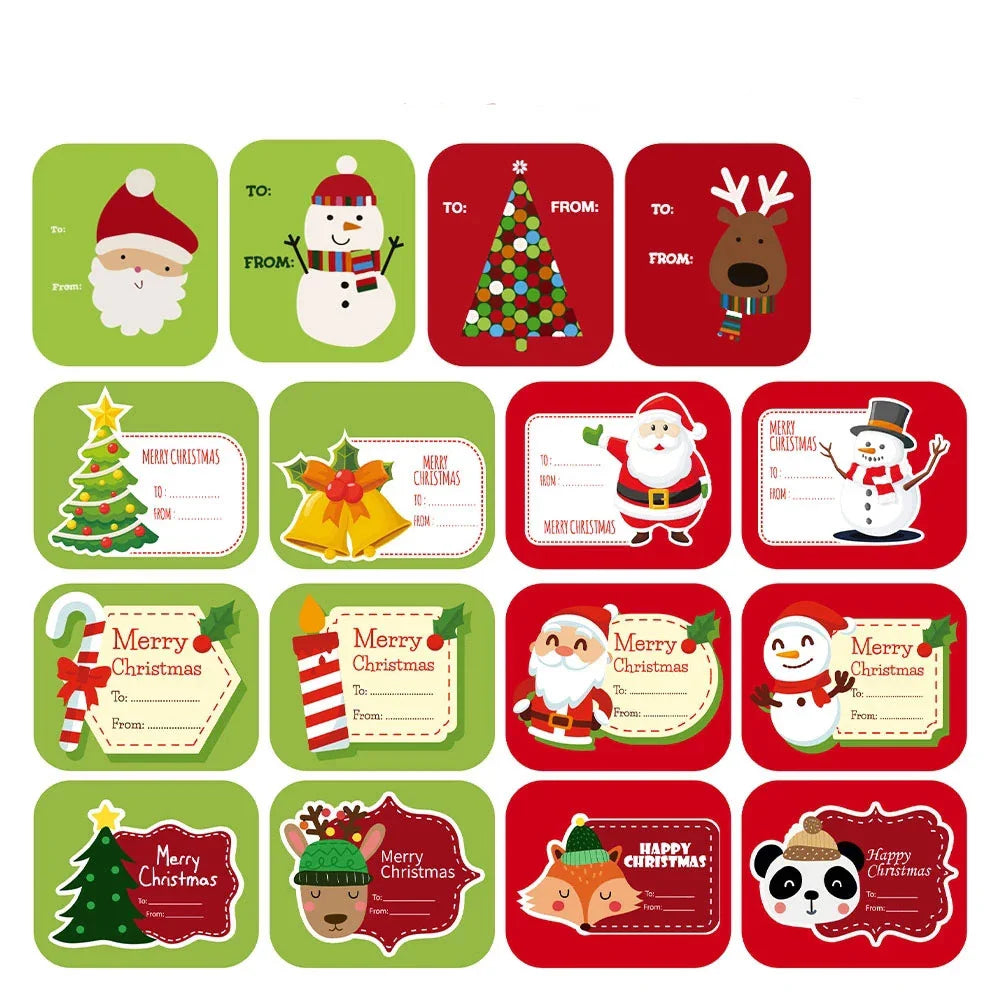 40-100Pcs Rectangle Merry Christmas Label Stickers for Card Gift Package Wrapping Festival Party Baking Small Business 4.8*5.8CM (ONLINE ORDER ONLY)