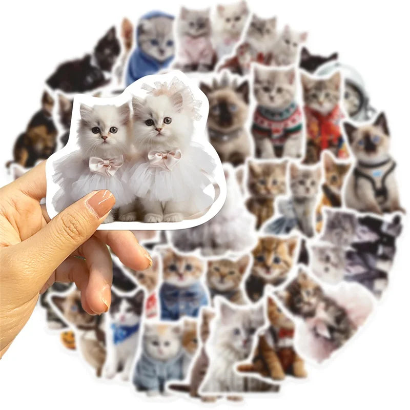 10/30/50PCS Cute Winter Cat PVC Sticker Aesthetic Decoration Scrapbooking Sketchbook Korean Stationery School Supplies for Kids (ONLINE ORDER ONLY)