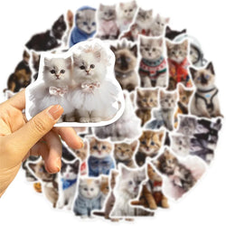 10/30/50PCS Cute Winter Cat PVC Sticker Aesthetic Decoration Scrapbooking Sketchbook Korean Stationery School Supplies for Kids (ONLINE ORDER ONLY)