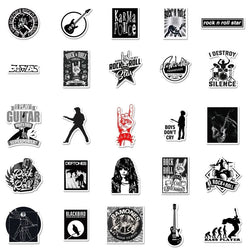Black and White Metal Rock Music Singer Sticker Packs (Online Order Only)