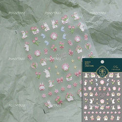 Hot Stamping Jelly All Tulips Garden Flower Bowknot Wave Lace Line Golden and Radiant Adhesive Nail Art Stickers Manicure Decals (ONLINE ORDER ONLY)