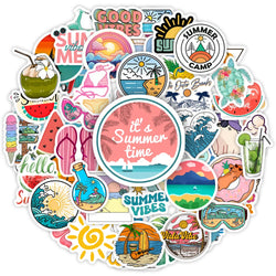Summer Stickers Beach Surfing DIY Kids Toy Gift for Phones Laptops Bottles Cars Luggage Decorative Graffiti Waterproof Decal (ONLINE ORDER ONLY)