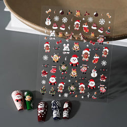 5D Embossed Gingerbread Man Nail Art Sticker Cute Christmas Winter Santa Claus Snowflake Elk Engraved Slider Manicure Decoration (ONLINE ORDER ONLY)