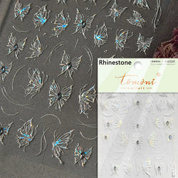 Charming White Shiny Pearl Rhinestone Wings Feathers Crown Moon Stars 3D Self Adhesive Nail Art Sticker Manicure Decal Wholesale (ONLINE ORDER ONLY)