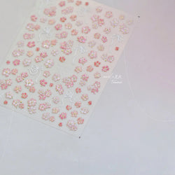 Peach Blossom Gradual Pink Petal Flower Line Bowknot Hot Stamping Halo Dyeing Delicate Adhesive Nail Art Sticker Manicure Decals (ONLINE ORDER ONLY)