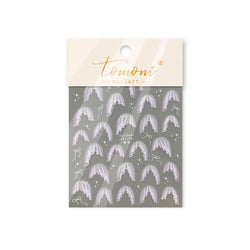 French Skirt Hem Halo Dyeing Purple Pink White Hemline Bowknot Wedding Veil Dreamy Star Adhesive Nail Art Sticker Manicure Decal (ONLINE ORDER ONLY)
