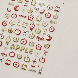 Shiny Attractive Apple Core Peel Cute Fruits Bowknot Tie Star Self Adhesive Nail Art Stickers Charming Rhinestone Manicure Decal (ONLINE ORDER ONLY)