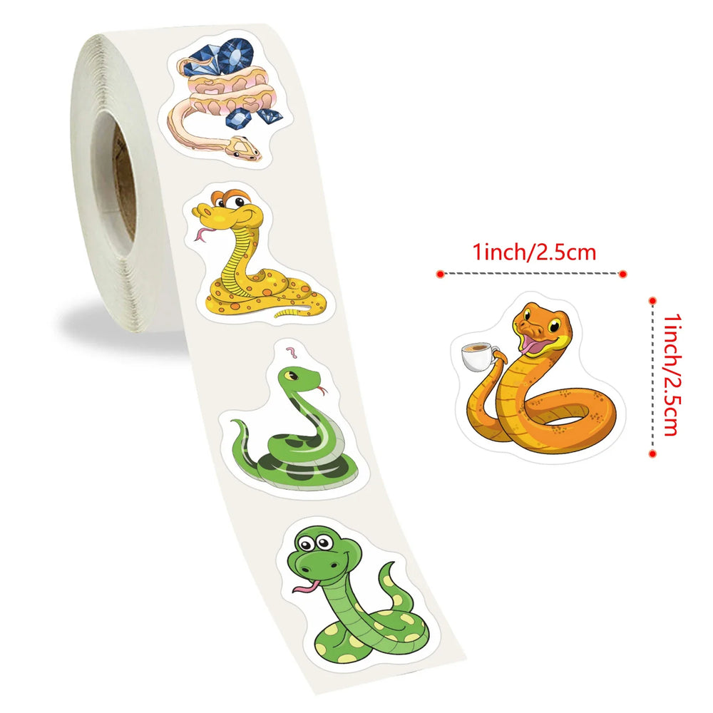 100-500pcs Cute Cartoon Snake Stickers for Laptop Phone Stationery Cup Scrapbook DIY Animals Kids Reward Sealing Label Sticker (ONLINE ORDER ONLY)