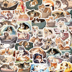 Cute Animal Stickers Pack - Dog Cat Cartoon Decals for Laptop, Phone, Fridge, Aesthetic Decor (ONLINE ORDER ONLY)