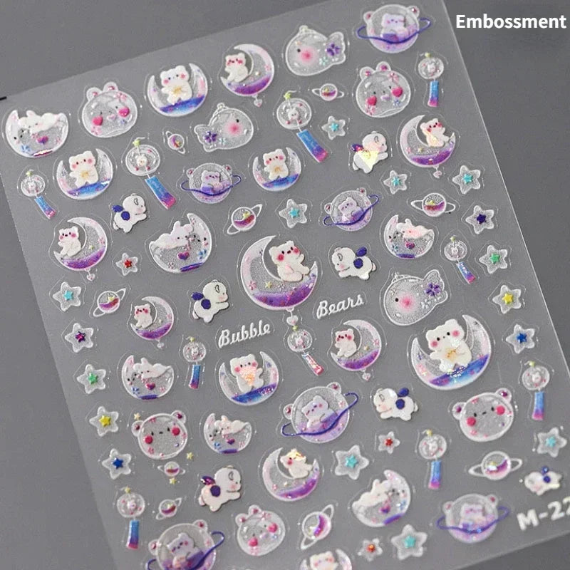 Bowknot Bear Cake Chocolates Food Star Cherry Apple Cook Love Heart Adhesive Nail Art Sticker Rhinestone Reliefs Manicure Decal (ONLINE ORDER ONLY)