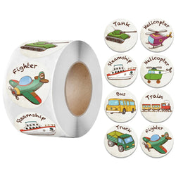 100-500pcs Vehicle Thank You Stickers Cute Cartoon Ambulance Taxi Teacher Reward Sticker for Kids Birthday Party Seal Labels (Online Order Only)