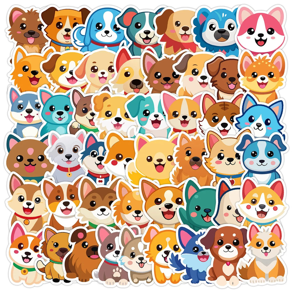 50Pcs Cute Cartoon Dog Stickers for Helmet, Wall, DIY Decoration (Online Order Only)