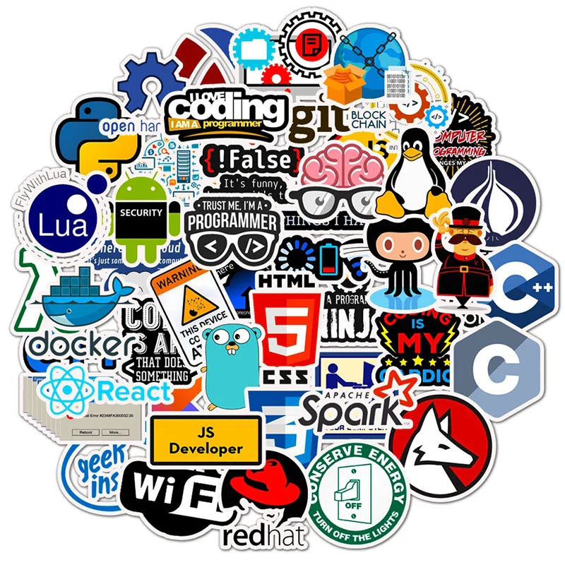 10/30/50PCS Kawaii programming Sticker Aesthetic PVC Stationery Children's Sketchbook Laptop Diary Scrapbook Supplies for Kids (ONLINE ORDER ONLY)