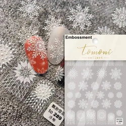 Shiny White Pink Blue Gold Snowflakes Hexagon Water Bubbles Winter 5D Self Adhesive Nail Art Stickers Rhinestone Manicure Decals (ONLINE ORDER ONLY)