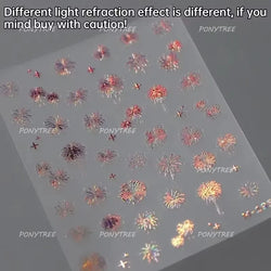 Colorful Fireworks Blooming Castle Romantic Brilliant Sky Self Adhesive Nail Art Stickers Star Shiny Rhinestone Manicure Decals (Online Order Only)