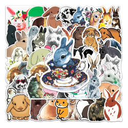 50pcs Aesthetic Children's Sticker Cute Rabbit Cartoon Graffiti Laptop Notebooks Car Credit Card Sticker Motorcycle Helmet (Online Order Only)