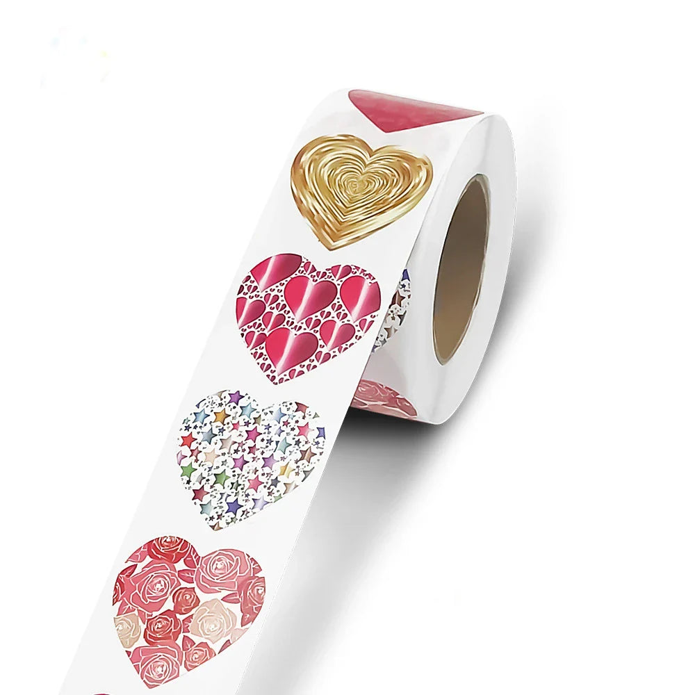 500pcs/roll Love Valentine's Day Stickers Seal Stickers Red Glowing Glitter Heart Gift Decoration Lables Stationery Sticker (ONLINE ORDER ONLY)