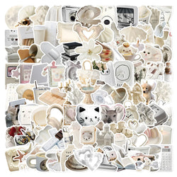 Cartoon White Stickers Pack: DIY Decals for Notebook, Phone, Fridge, Guitar, Bike, Kid Toy (Online Order Only)