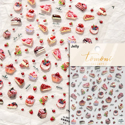 Toast Butter Brioche Bread Dim Sum Cookie Cherry Pudding Food Fork Doughnut Relief Adhesive Nail Art Stickers Manicure Decals (ONLINE ORDER ONLY)