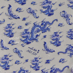 Retro Embroidered Dragon Red Pink Blue White Porcelain Chinese 3D Embossed Relief Self Adhesive Nail Art Stickers Manicure Decal (ONLINE ORDER ONLY)