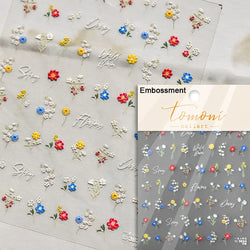 Wild Flower Oil Painting Small Variegated Daisy Peach Blossom Lavender Spring Petal Adhesive Nail Art Stickers Manicure Decals (Online Order Only)