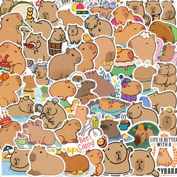 50PCS Cute Capybara Animal Stickers Car Motorcycle Travel Luggage Phone Guitar Laptop Cartoon Helment Decal Kid Gift Toys (ONLINE ORDER ONLY)