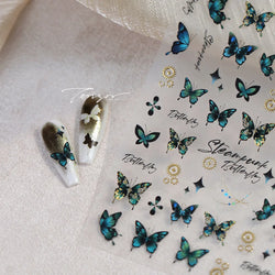 Steam Punk Butterfly Gear Green Star Gold Stamping Self Adhesive Nail Art Decoration Stickers Illusion Polarized Manicure Decals (ONLINE ORDER ONLY)