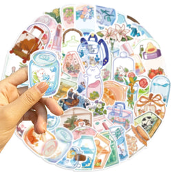 50Pcs Cute Cartoon Animals Plants Glass Stickers DIY Phone Guitar Laptop Notebook Suitcase Cup Waterproof Sticker Kids Toy﻿ (ONLINE ORDER ONLY)