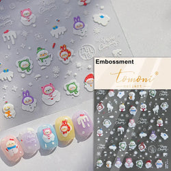 Dressy Embossment Colorful Gradient Snowflakes Laser Silver Christmas Tree Winter Bowknot Santa Nail Art Stickers Manicure Decal (Online Order Only)
