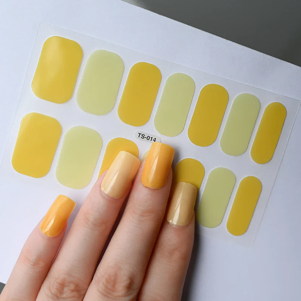 14Tips Solid Color Stickers Nail Art Supplies European & American Simple Decals Oil Film Decals Press on Nails Stickers Designer (ONLINE ORDER ONLY)