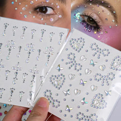 1pc Star-Shaped Rhinestone Sticker Sparkling Acrylic Rhinestone Face Decals Butterfly & Floral Designs for Party/Stage/Festivals (ONLINE ORDER ONLY)