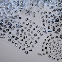 30pcs Black Flowers Nail Art Stickers 3D Self Adhesive Daisy Floral Nail Tips Design Decals Manicure Supplies For Women & Girls* (ONLINE ORDER ONLY)